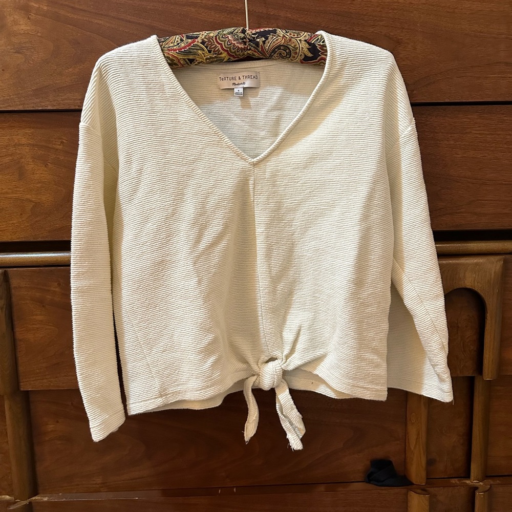 Madewell Off White 3 Quarter Sleeve Shirt